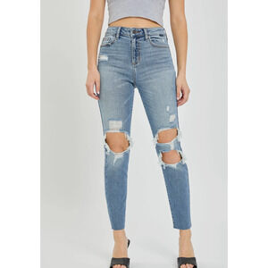 Cello High Rise Distress Mom Skinny Raw Hem - NWT Size 3